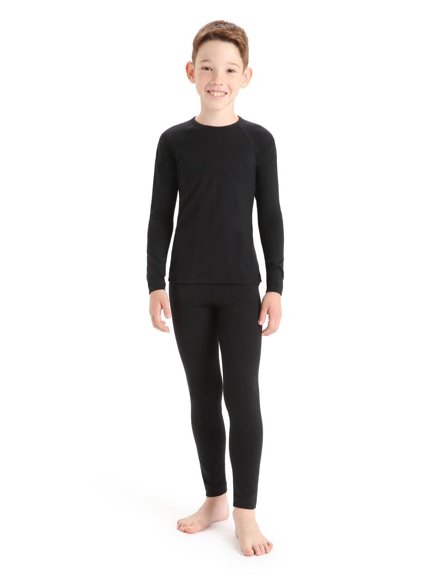 Icebreaker Merino 200 Oasis Crewe Thermal Top Lasten Long Sleeve Mustat | FI 1945KORI